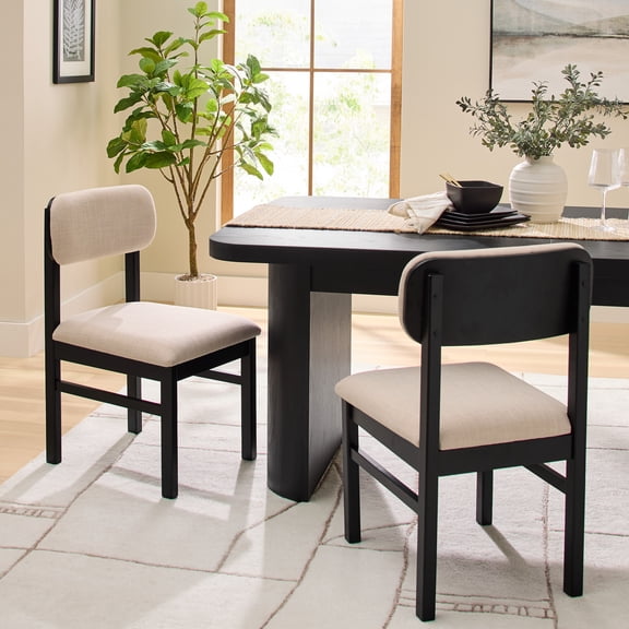 Better Homes & Gardens Juliet Dining Chairs, Set of 2, Black finish and Cream
