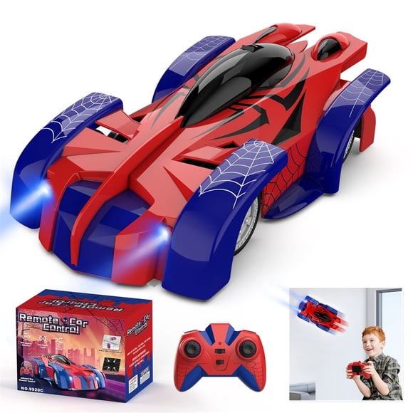 Growsly Spider-Man RC Wall Climbing Car Toy, Remote Control Stunt Car Xmas Gift, for 4-12 Years Old Kids, Red, Blue, Black