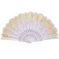 thumbnail image 1 of VogueV Chinese Gold-Foiled Folding Fan - Traditional Handheld Wedding Accessory White, 1 of 2