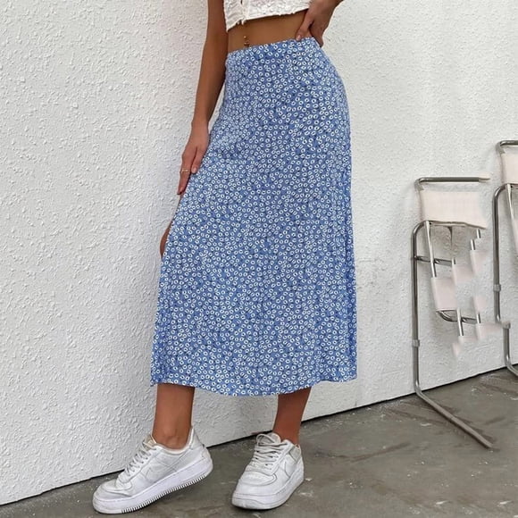 Bohemian Floral Midi Skirt For Women - Women's Printed Maxi Skirt Long Flowy Design for Casual and Formal Occasions