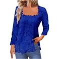 thumbnail image 1 of Timegard Womens Tops Lace Square Neck Long Sleeve Solid Color Blouse Fall Dressy Casual Tunic Tops, 1 of 6