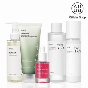Complete Korean Skincare 5 Set Routine (Cleansing Oil, Facial Foam, Toner, Dark Spot Serum, Moisturizer) – Targets Dark Spots, Sunspots & Uneven Skin Tone