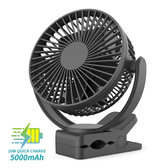 OPOLAR 5-Inch Portable Clip Fan with 5000mAh Battery, 360° Rotation, 3 Speed Settings, and Adjustable Design for Home, Office, and Travel Use