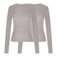 thumbnail image 4 of Frostluinai 2 Pack Y2K Shirts for Women Long Sleeve Ruched Tops Crew Neck Workout T Shirts Solid Color Slim Fit Blouses Soft Crop Tees, 4 of 4