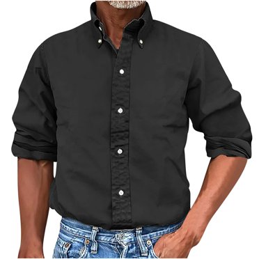 Birdeem Shirts for Men Mens Long Sleeve Turndown Collar Blouse Shirt
