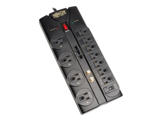 Tripp Lite Surge Protector 120V 12 Outlet RJ11 RJ45 Coax 8' Crd 2880 Joule - Surge protector - output connectors: 12