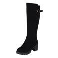 thumbnail image 2 of LSLJS Bottes à Talons Hauts Jusqu'aux Genoux pour Femmes, Bottes Rondes Chaudes Unies Rétro à Fermeture Éclair High Heel pour Femmes, Bottes Jusqu'aux Genoux pour Femmes, 2 of 6