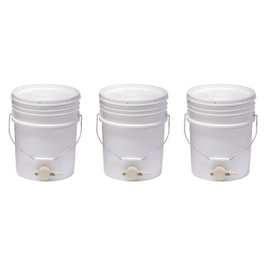 Little Giant BKT5 Plastic Honey Bucket w/ Gate for Beekeeping, 5 Gallon (3 Pack)