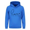 thumbnail image 1 of PMVFHDE Liquidation Chandail à Col Rond Enfant Enfant Tout-Petit Garçons Filles Manches Longues Imprimés de Lettres Chaud Chandail à Capuchon Chandail Hauts Chandails pour Enfants, Bleu Foncé, 4-5 Ans, 1 of 4