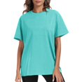 thumbnail image 2 of fheaev Summer Oversized T-Shirts For Womens Top Loose Half Sleeve Polluer Tees Crew Neck Color Block Plus Size Tunic Tops Gym Workout Top, 2 of 9