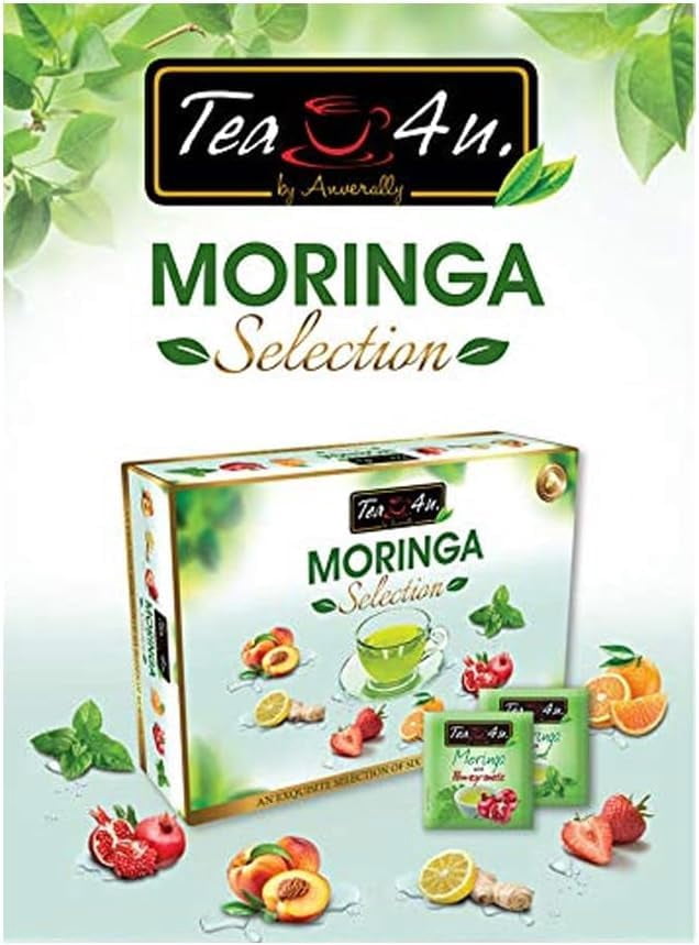 Tea4U Moringa Selection Pack – 6 Flavours – 60 Sealed Tea Bags (10 Each Flavour)