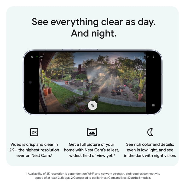 Google Nest Cam Outdoor (Wired, 2nd Gen) - 2K Video and Gemini