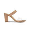 thumbnail image 3 of BLISSFUL STEP Women's Dual Clear Strap Block Heels Slides Sandals Nude (Size 8), 3 of 6