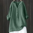 thumbnail image 2 of Timegard Plus Size Tops for Women Cotton Linen V Neck Button Long Sleeve Shirts Blouse Fall Loose, 2 of 6