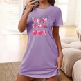 thumbnail image 2 of Jupe de Pyjama Douce pour Femmes Robes de Nuit pour Femmes Robe de Sommeil à Imprimé Cœur Manches Courtes Col Rond Chemise de Nuit Confort Robe de Pyjama Tenue de Nuit T-Shirt Tenue d'Intérieur Robe de Maison Violet TTG, 2 of 5