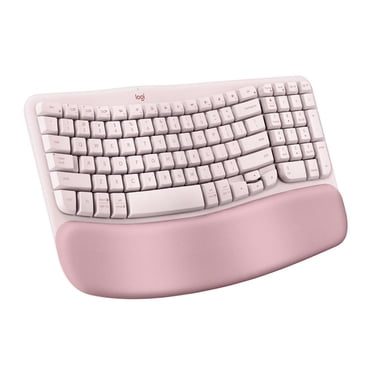 Logitech Wave Keys Wireless Ergonomic Keyboard with Cushioned Palm Rest, Comfortable Natural Typing, Easy-Switch, Bluetooth - Rose