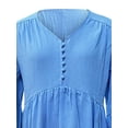 thumbnail image 3 of Sexy Dance Robe Longue pour Femmes, Décor de Boutons, Robes Maxi, Col en V, Plissée, Manches Longues, Bleu Pâle, S, 3 of 5
