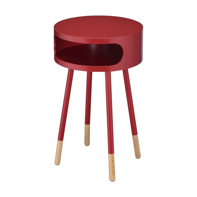Table de bout Sonria d'ACME, rouge et bois naturel