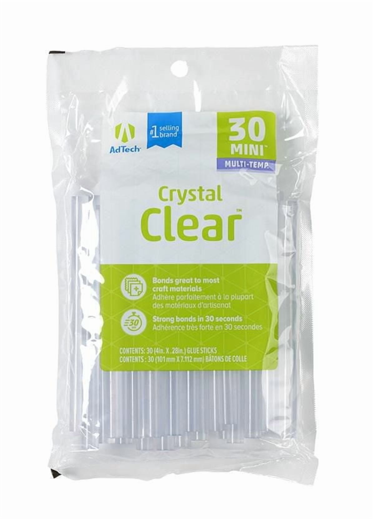 Bâtons de colle AdTech Crystal Clear (W220-34ZIP30) – Mini bâtons de colle multi-usages, transparents, pour pistolet à colle chaude, pour loisirs créatifs, scrapbooking et plus encore. Bâtons de colle