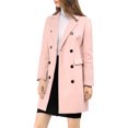 thumbnail image 4 of INSPIRE CHIC Women's Notched Lapel Collar Double Breasted Mid Length Overcoat, 4 of 7