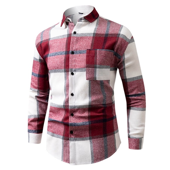 Man Dress Shirt Mens Slim Fit Dress Shirts Long Sleeve Mens Button Down Shirt Collared Shirt Dress Casual Shirts for Men, Red, 5XL