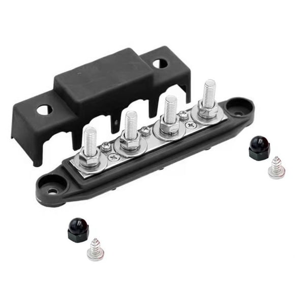 MYG 12V 250A 4 Post Busbar Bus Bar Power Distribution Block W/ Cover 5/16"