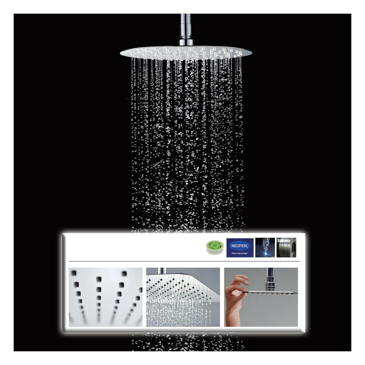 The akuaplus® ELENA shower faucet set with pressure balance cartridge and 2-way diverter plus 1, a adjustable combo system with hand shower with pommeau and brass elbow.
