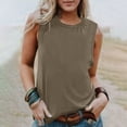 thumbnail image 1 of Débardeurs pour Femmes Zeophrasy Chemise Sans Manches pour Femmes Couleur Unie Col Rond Chemise Décontractée Débardeurs Blouse Sans Manches Excellent Cadeau à Petit Prix Kaki m, 1 of 6
