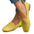 thumbnail image 1 of Womens Casual Shoes Large Size Knit Solid Color Simplicity Soft Sole Square Toe Flat Bottom Comfortable Breathable Mesh Walking Shoes Slip on Single Shoes Yellow, 1 of 5