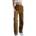 thumbnail image 1 of EYIIYE Pantalon Décontracté Taille Haute en Velours Côtelé Contrasté Patchwork pour Femmes, 1 of 9