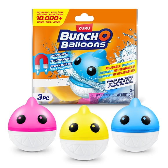 Bunch O Balloons Reusable Shark Water Balloons 3-Pack by ZURU – Self-Sealing Magna Seal Summer Outdoor Water Toy for Kids & Families