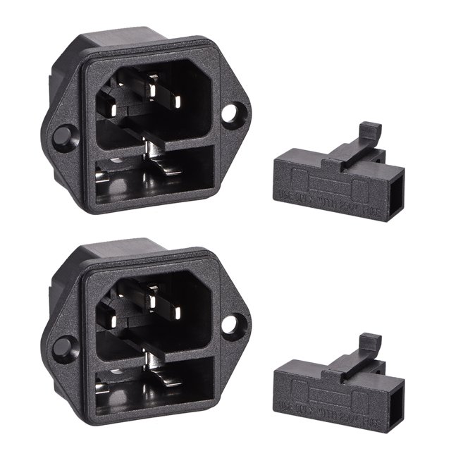 Unique Bargains Adaptateur de Montage Panneau C14 AC 250V 10A 3 Broches Module d'Entrée IEC 2 Pcs