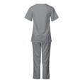 thumbnail image 4 of Penkiiy Women's Short Sleeve V-Neck Scrub Set, Gray, 4 of 6