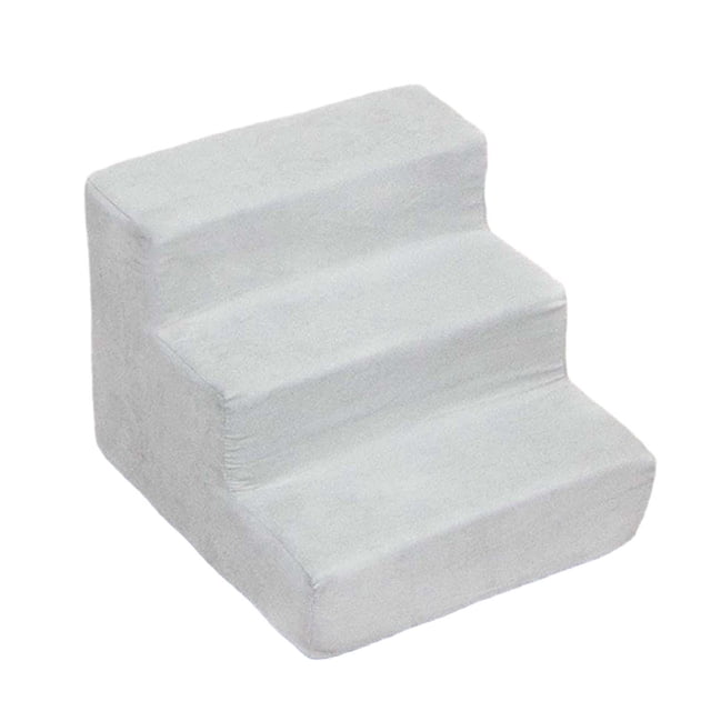 Bunblic Dog Ramp Stairs Pet Steps Stable for Couch, Sofa, and High Bed Climbing Durable Machine Washable Cover Lightweight Dog Ladder Gray 3 Step