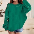 thumbnail image 1 of Cowsor Chandail à Col Rond Surdimensionné Style Varsity pour Femmes à Manches Longues, Décontracté, Mode, Haut à Enfiler, Tenues d'Automne, 1 of 6