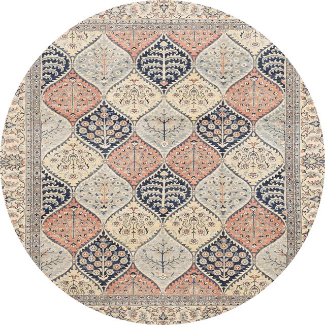 Ahgly Company Tapis Rond Abstrait Rose Violet pour Intérieur, 7 Pieds Rond