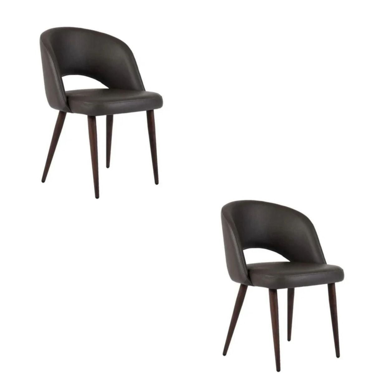 Chaise à dossier haut moderne du milieu du siècle avec cuir PU et pieds en noyer – Élégante et polyvalente pour les salles à manger ou les sièges d'appoint