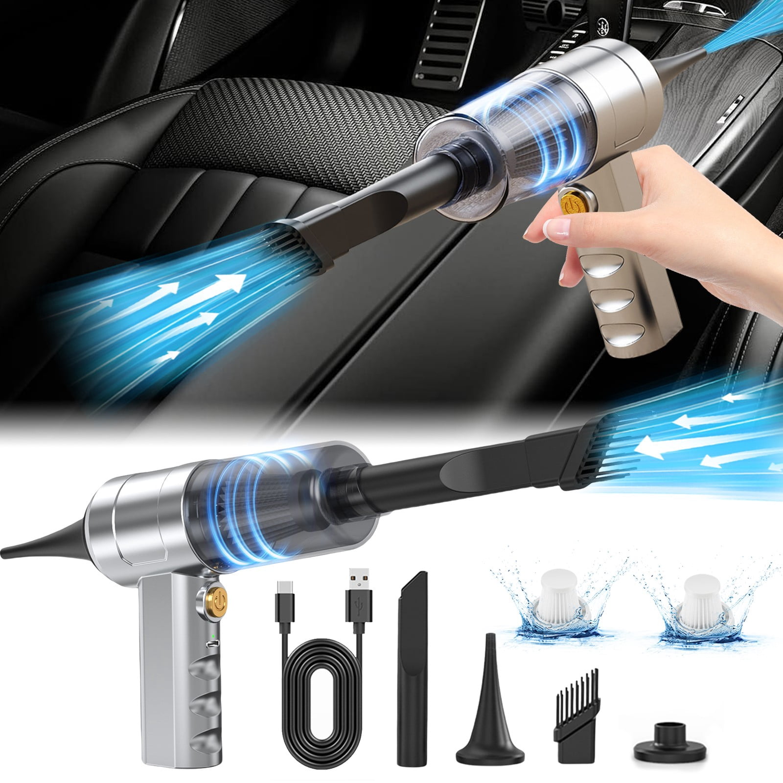 Dvkptbk Car Vacuum Cleaner Car Portable Handheld Small Vacuum Cleaner Wireless Home Car-Use Rechargeable High Power Powerful Vacuum Cleaner Car Accessories