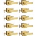 thumbnail image 1 of No Lock Passage Brushed Gold Door Lever Reversible Door Handle Without Locking for Right/Left Handed Door Heavy Duty Square Lever Set for Interior/Exterior Use, 1 of 9
