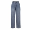 thumbnail image 3 of Women's Casual Solid Color Button-Front Jeans with Zipper Pockets for Everyday Wear, 3 of 8