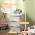 thumbnail image 3 of Qaba 3 Tier Kids Toy Organizer with 3 Plastic Storage Bins, Cream White, 3 of 10