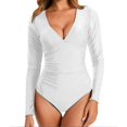 thumbnail image 1 of Gubotare Womens Soft One Piece Swimsuit Tummy Control High Waisted Bathing Suit,White L, 1 of 5