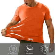 T-Shirt pour hommes Entraînement Tees Quick Dry Short Sleeve T Shirts Summer Casual Street Mode Tees Slim Fit Crewneck Tops, Orange, M