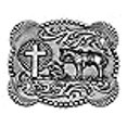 thumbnail image 3 of Moranse Boucles de Ceinture Design Croix Cowboy et Cheval (Argent Fleur), 3 of 4