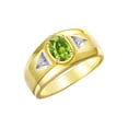 thumbnail image 3 of RYLOS Men's Rings 14K Yellow Gold Classic 7X5MM Oval Gemstone & Diamond Ring Peridot August Birthstone Rings For Men, Gold Rings Size 11, 3 of 7