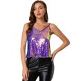 thumbnail image 1 of INSPIRE CHIC Camisole Courte à Paillettes à Bretelles Spaghetti pour Femme TG Bleu Violet, 1 of 6