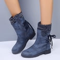thumbnail image 1 of jsaierl Chaussures de Mode pour Femmes Bottes Rétro Western Décontractées Chaudes Talons Bas Bottes Mi-Mollet, 1 of 7