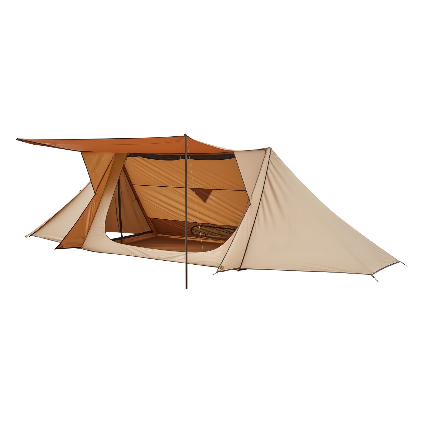 KFFKFF Camping Hot Tent, Lightweight Bushcraft Tent with Stove Jack & 2 Tarp Poles, Waterproof Winter Hot Tents Shelters, Portable 4 Season Tents
