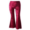 thumbnail image 2 of Women Velvet Flared Trousers  Solid Color High Waist Wide Leg Long Pants, 2 of 6