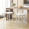thumbnail image 2 of Costway Bar Chair Counter Height Stools Set of 2 with Acacia Wood Frame Supporting Legs White, 2 of 8
